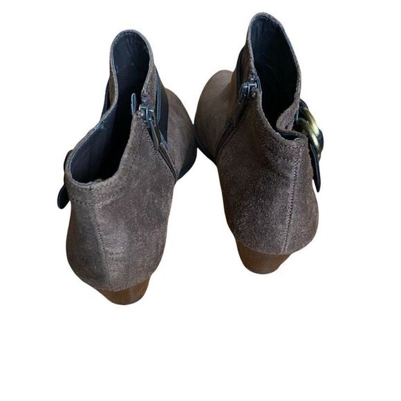 Franco Sarto Bootie Women's Brown Gabie Buckle Faux Suede Zip Heel Shoe SZ 8.5 - Picture 5 of 9